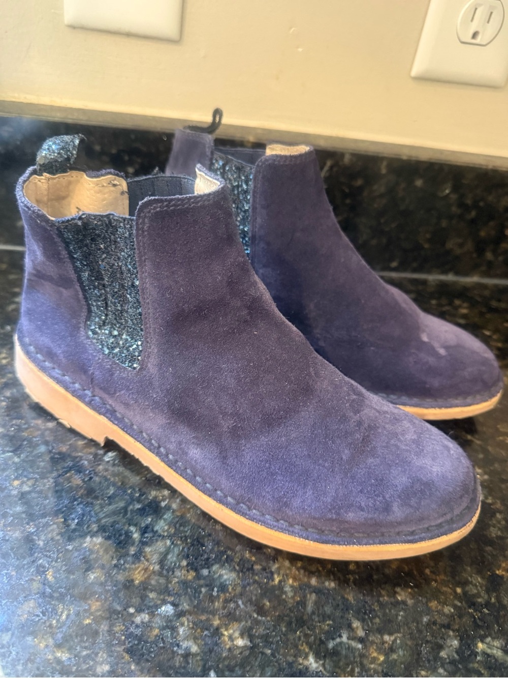 Childrenchic Navy Suede w Glitter Chelsea Boots size 37